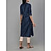 Denim blue 60's cotton printed kurti with embroidery