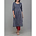 Navy blue 60's cotton printed kurti with seequins work