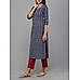 Navy blue 60's cotton printed kurti with seequins work