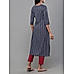 Navy blue 60's cotton printed kurti with seequins work