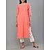 Peach cotton dobby kurti with embroidery