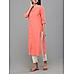 Peach cotton dobby kurti with embroidery