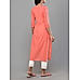 Peach cotton dobby kurti with embroidery