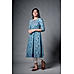 Blue 60's cotton kurti with print and hand work