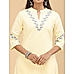 Pale yellow cotton plain kurti with embroidery