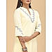 Pale yellow cotton plain kurti with embroidery