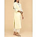 Pale yellow cotton plain kurti with embroidery