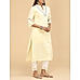 Pale yellow cotton plain kurti with embroidery