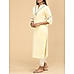 Pale yellow cotton plain kurti with embroidery