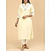 Pale yellow cotton plain kurti with embroidery