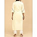 Pale yellow cotton plain kurti with embroidery