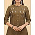 Brown cotton dobby kurti with embroidery