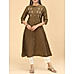 Brown cotton dobby kurti with embroidery