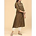 Brown cotton dobby kurti with embroidery