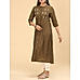 Brown cotton dobby kurti with embroidery