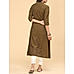 Brown cotton dobby kurti with embroidery