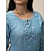 Blue linen kurti with embroidery