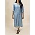 Blue linen kurti with embroidery