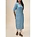 Blue linen kurti with embroidery