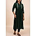 Bottle green rayon dobby kurti with embroidery