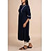Navy blue rayon dobby kurti with embroidery