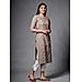 Sandrift brown cotton jacquard kurti with print