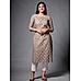 Sandrift brown cotton jacquard kurti with print