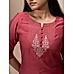 Solid pink modal chanderi kurti with embroidery