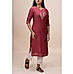 Solid pink modal chanderi kurti with embroidery