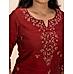 Red cotton viscose kurti with embroidery