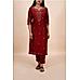 Red cotton viscose kurti with embroidery