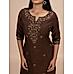 Brown  cotton viscose kurti with embroidery