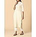 Pale yellow cotton dobby kurti with embroidery