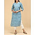 Indigo blue 60's cotton printed kurti with sequence work