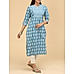 Indigo blue 60's cotton printed kurti with sequence work