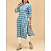 Indigo blue 60's cotton printed kurti with sequence work