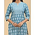 Indigo blue 60's cotton printed kurti with sequence work