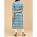 Indigo blue 60's cotton printed kurti with sequence work