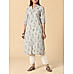 Light grey 60's cotton printed kurti with lace detailing