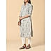 Light grey 60's cotton printed kurti with lace detailing