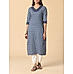 Navy blue 60's cotton kurti with embroidery