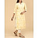 Yellow viscose schifili printed kurti with embroidery