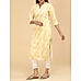 Yellow viscose schifili printed kurti with embroidery