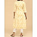 Yellow viscose schifili printed kurti with embroidery