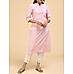 Light pink cotton dobby kurti with embroidery