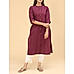 Claret pink cotton  kurti with button placket