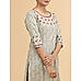 Beige 60's cotton printed kurti with embroidery