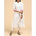 Off white modal chanderi printed kurti with lace detailing