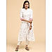 Off white modal chanderi printed kurti with lace detailing