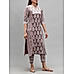 Purple 60's cotton printed kurti with embroidery and matching bottom